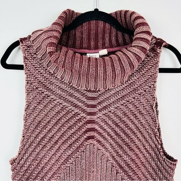 Anthropologie Some Days Lovin Cowl Neck Burgundy Cable Knit Sleeveless size S - Picture 7 of 11